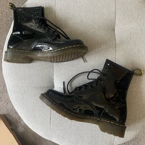 Black Patent Leather Combat Boots